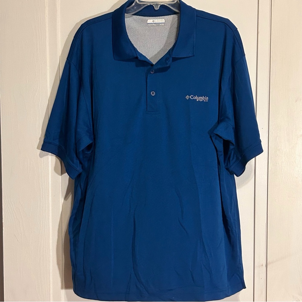 Columbia‎ Men's Polo Omni-Shade Sun Protection PFG Fishing Gear Blue Size XL